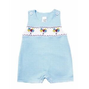 marco & lizzy smocked birthday jon jon Blue White Stripe NWT